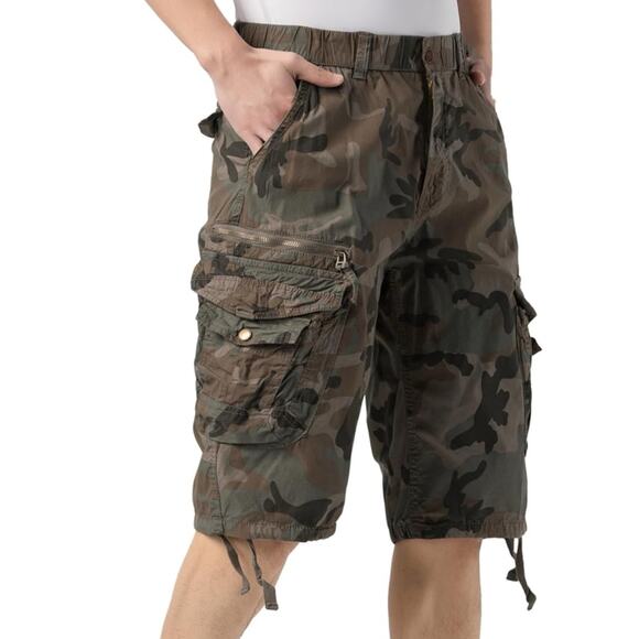 Men's Cargo Shorts Elastic Waist Multi Pocket Hiking Outdoor Camo Cotton Sz 40.. - Picture 12 of 16